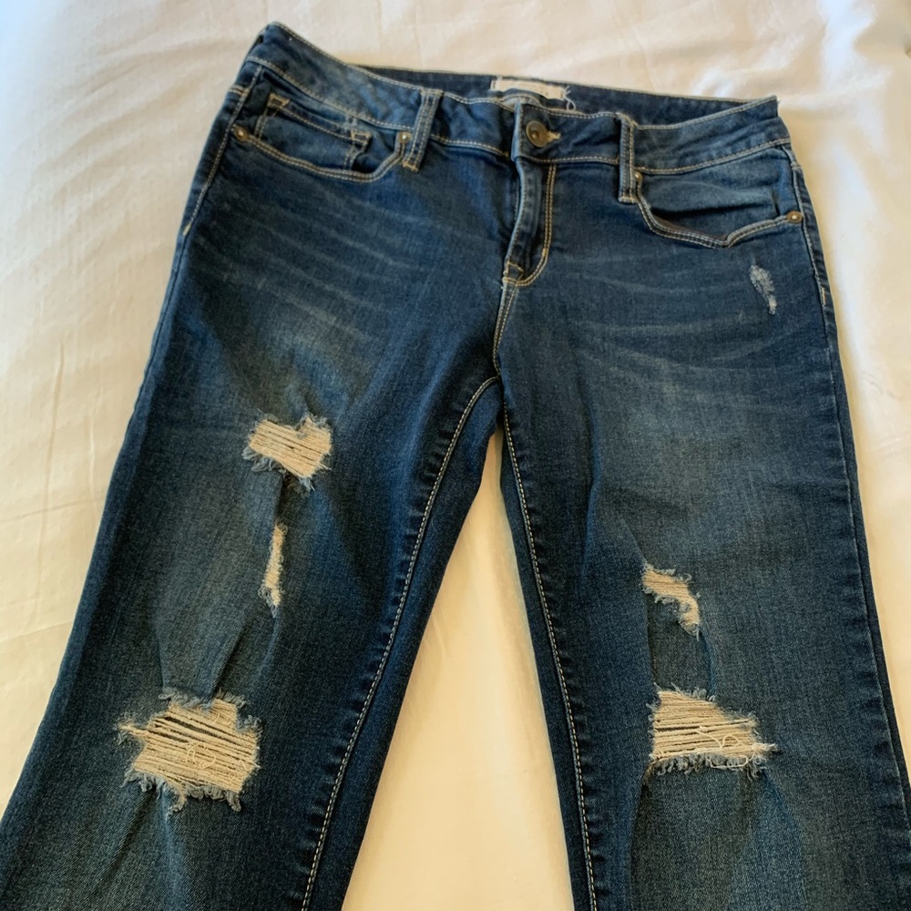 BULLHEAD : Skinny Distressed Blue Jeans